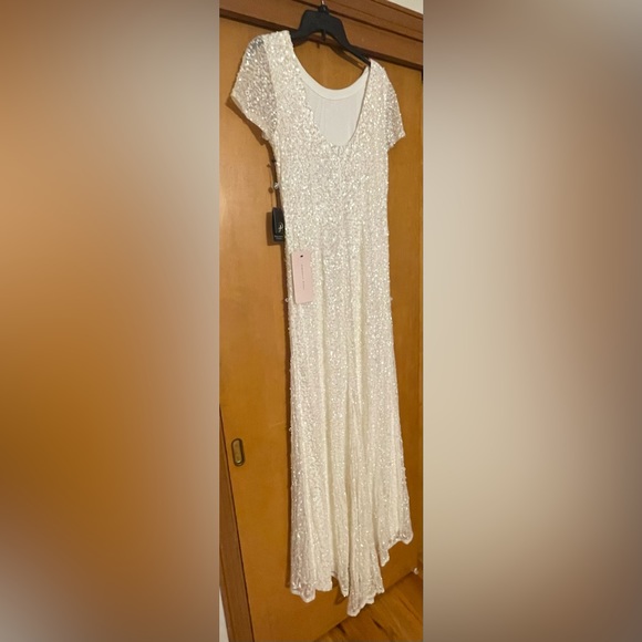 Adrianna Papell Scoop Back Sequin Gown- Ivory - Picture 12 of 16